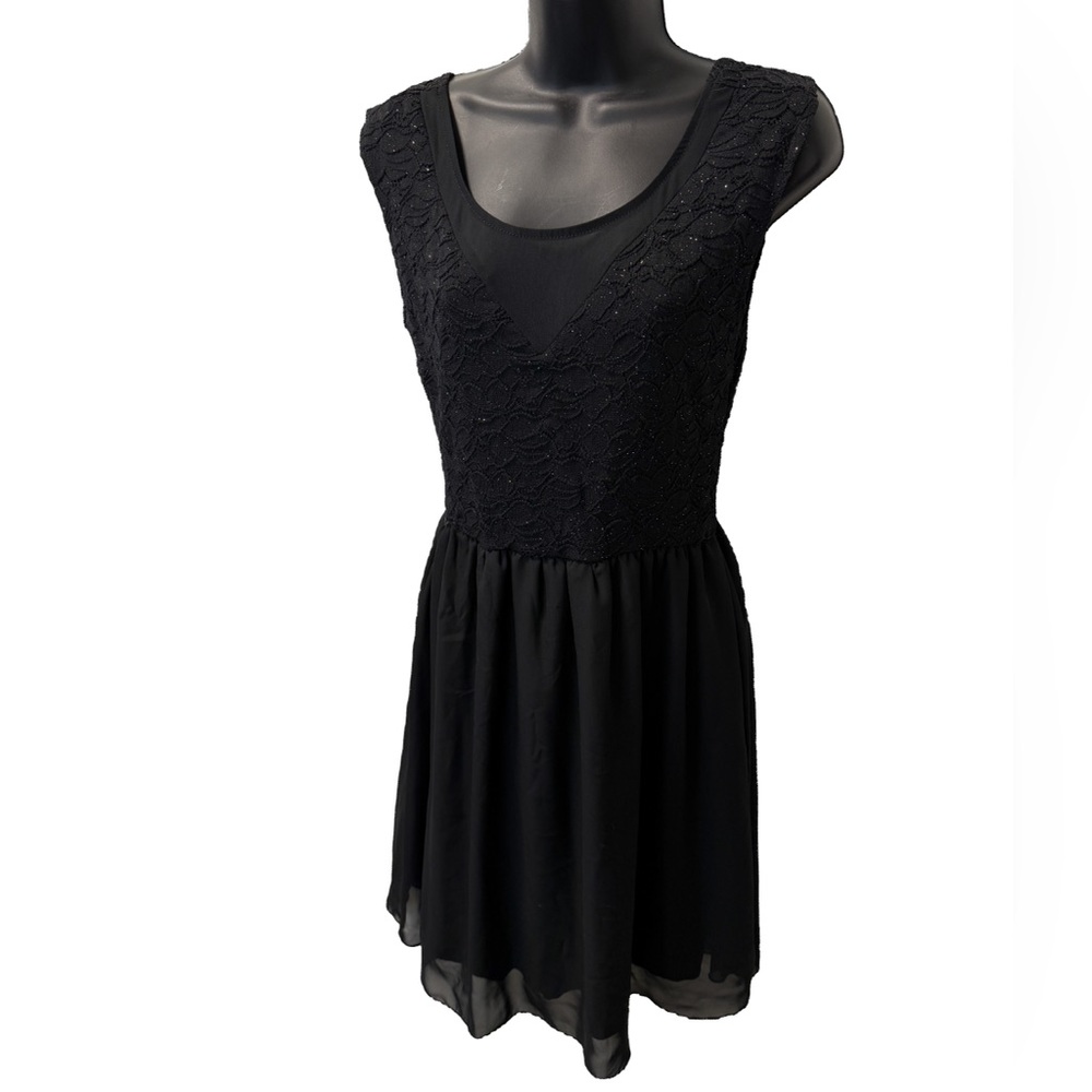 Persaya Black Lace Mini Dress